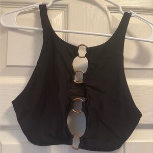 Aerie Black Bikini Top with Ring Details